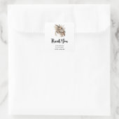 Bloemen Bladgroen en Veren Party Dank u Vierkante Sticker (Tas)