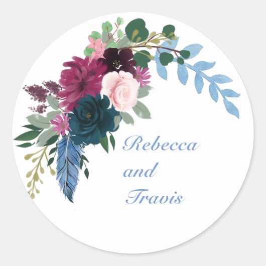 Bloemen Blauw - Circle Sticker (Voorkant)