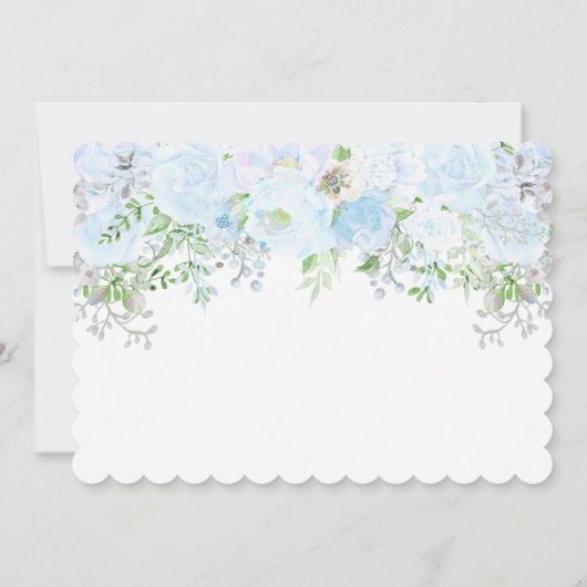 Bloemen Blauw Doop Uitnodiging doop (Achterkant)