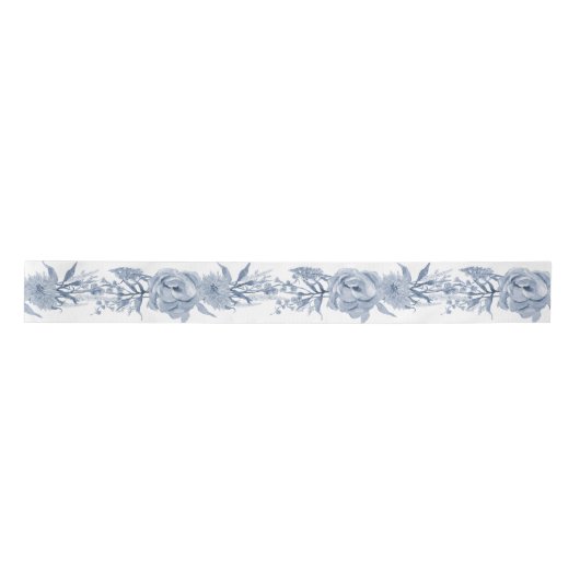 Bloemen Blauw en Wit Chinoiserie Pioen Bridal Lint (Voorkant)