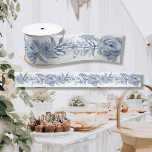 Bloemen Blauw en Wit Chinoiserie Pioen Bridal Lint