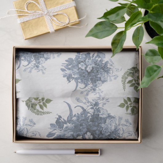 Bloemen Blauw en Wit  Engels Decoupage Tissuepapier (Geschenk)