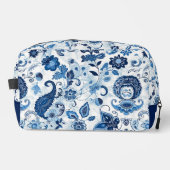 Bloemen Blauw en Wit Paisley Monogram Personalisee Toilettasje (Voorkant)