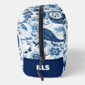 Bloemen Blauw en Wit Paisley Monogram Personalisee Toilettasje (Rechts)