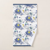 Bloemen blauw & geel bad handdoek (Handdoek)