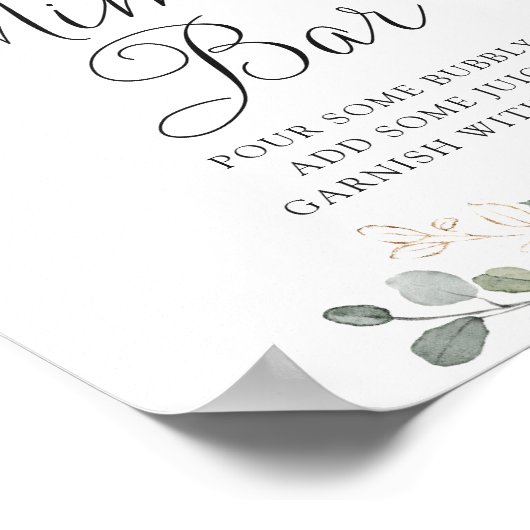 Bloemen Blauw Hydrangea Groen Bruiloft Mimosa Bar Poster (Hoek)