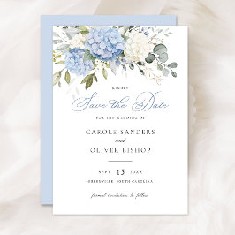 Bloemen Blauw Hydrangea Groen Bruiloft Opslaan Dat Kaart