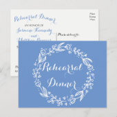 Bloemen Blauw Repetitie Diner Bloem Huwelijk Briefkaart (Voorkant / Achterkant)