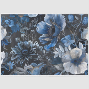 Bloemen  Blauw Wit Bloem Decoupage Tissuepapier