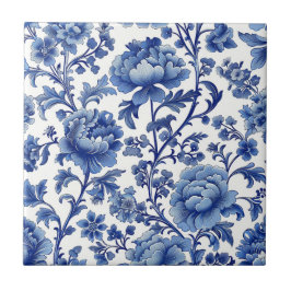 Bloemen Blauw & Wit Tegel Tijdloze Home Decor Gift Tegeltje