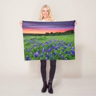Bloemen   Blauwbijen in Sunset Texas Fleece Deken