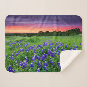 Bloemen   Blauwbijen in Sunset Texas Sherpa Deken