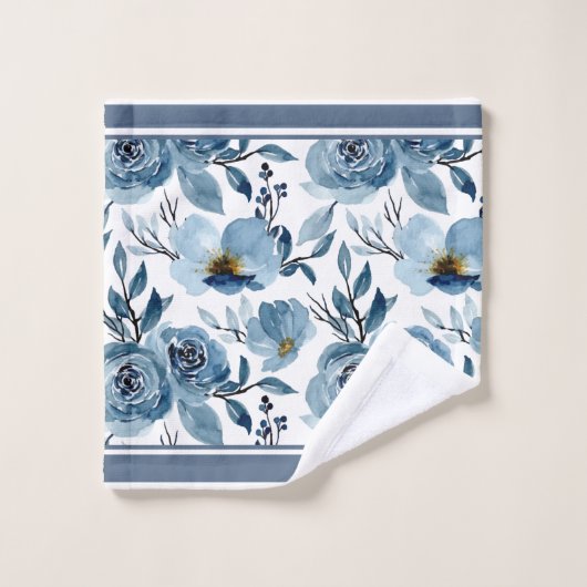 Bloemen Blauwe Kool Rozen Handdoek (Wasdoekje)