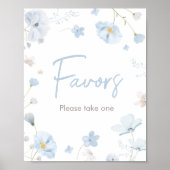 Bloemen Blauwe Lente Baby in Bloom BabyShower Favo Poster (Voorkant)