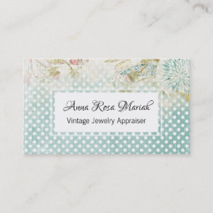 *~* Bloemen Blauwe Polka Dot Flowers Visitekaartje