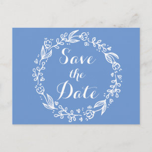 Bloemen Blauwe Save the Date Bloem Trouwdag Briefkaart