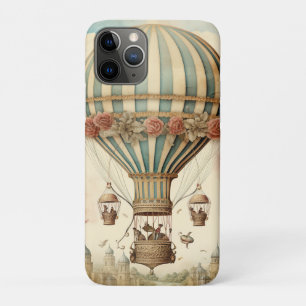 Bloemen Blauwe Streep Hete Luchtballon iPhone 11 Pro Hoesje