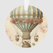 Bloemen Blauwe Streep Hete Luchtballon Ornament (voorkant)