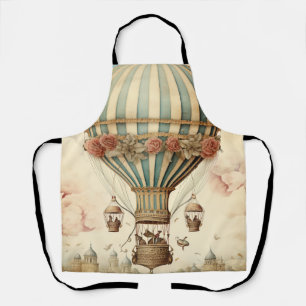 Bloemen Blauwe Streep Hete Luchtballon Schort