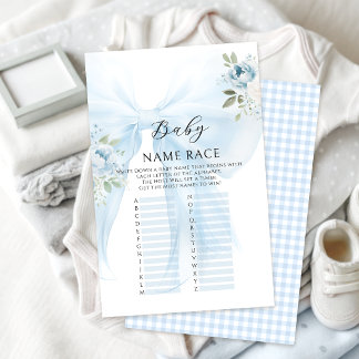 Bloemen Blauwe Strik Baby Naam Race Shower Spellen
