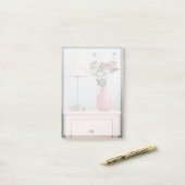 Bloemen | Bleke roze rozen op de nachtstand Post-it® Notes (Op bureau)