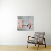 Bloemen | Bleke roze rozen op de nachtstand Wandkleed (In Situ (horizontaal))