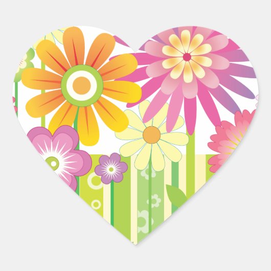 Bloemen blij hart sticker (Voorkant)