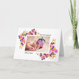 Bloemen Bloei Welkom Baby Lavendel & Roze Aankondiging