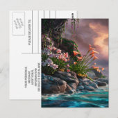 Bloemen bloeien bij Sunset Shore Briefkaart (Voorkant / Achterkant)