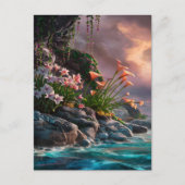 Bloemen bloeien bij Sunset Shore Briefkaart (Voorkant)