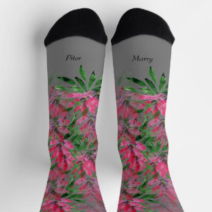 Bloemen Bloeien Boho Koppel Waterverf Monogram Sokken