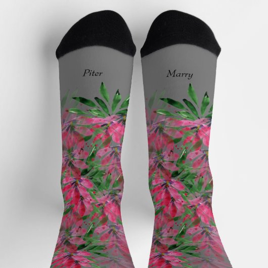 Bloemen Bloeien Boho Koppel Waterverf Monogram Sokken (Top)
