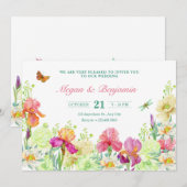 Bloemen bloeien bruiloft kaart (Voorkant / Achterkant)