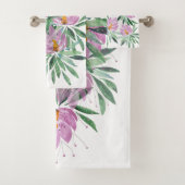 Bloemen bloeien Violet Boho Waterverf Bad Handdoek (Insitu)