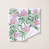 Bloemen bloeien Violet Boho Waterverf Bad Handdoek (Wasdoekje)