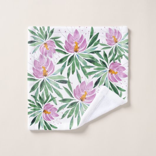 Bloemen bloeien Violet Boho Waterverf Bad Handdoek (Wasdoekje)