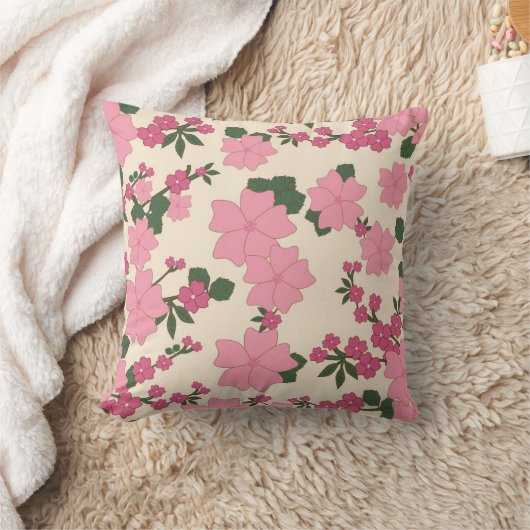 Bloemen Bloem Behang Roze Sierkussen (Deken)