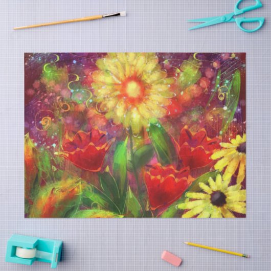 Bloemen Bloemen Abstracte Art Decoupage Tissuepapier (Craft)