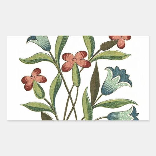 Bloemen Bloemen Bloemen Behang Art Nouveau  Rechthoekige Sticker (Voorkant)