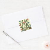 Bloemen Bloemen Bloemen Behang Art Nouveau  Vierkante Sticker (Envelop)