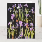 Bloemen Bloemen Botanische Iris Grote Verjaardag K Kaart (Voorkant)