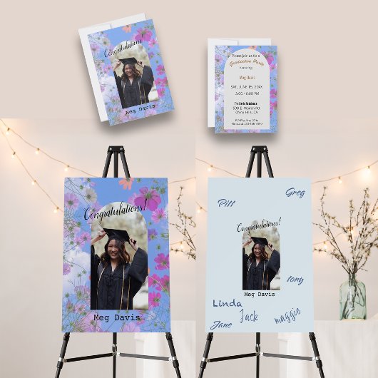 Bloemen Bloemen Custom Details Graduation Party Kaart