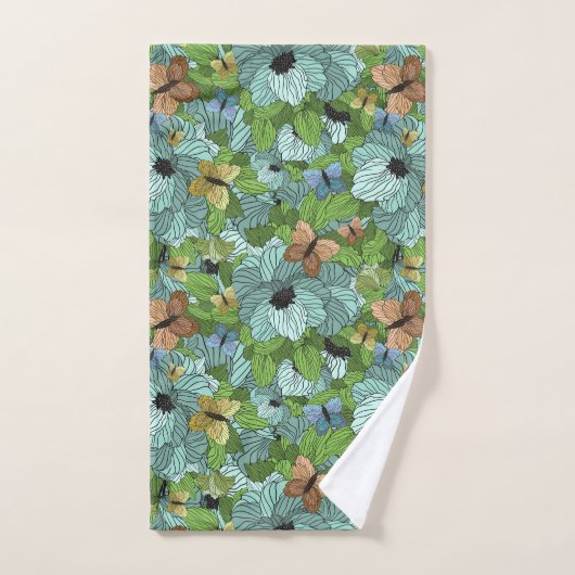 Bloemen bloemen Vloeiboetsvlinders Grijze schaduw Bad Handdoek (Handdoek)