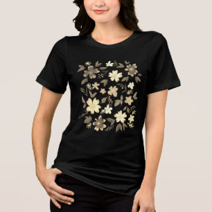 Bloemen, bloementhema sepia kleuren Tri-Blend shirt