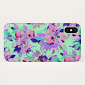 Bloemen bloemmotief paarse roze waterverf blauwgro Case-Mate iPhone case (Achterkant (horizontaal))
