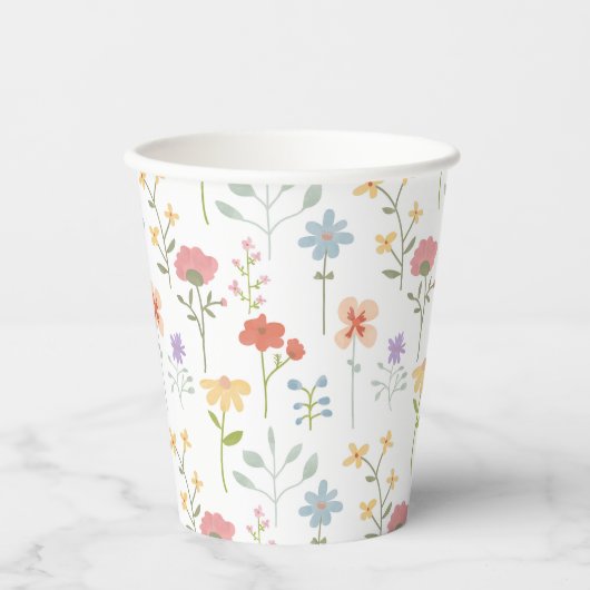 Bloemen Bloempatroon Papieren Bekers (Voorkant)