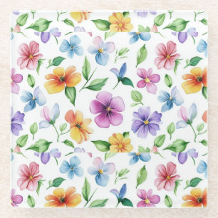 Bloemen Bloempatroon Sublimatie-95652 Glazen Onderzetter