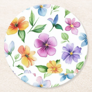 Bloemen Bloempatroon Sublimatie-95652 Ronde Kartonnen Onderzetter
