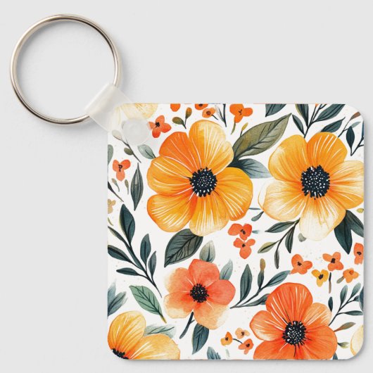 Bloemen Bloempatroon Sublimatie-95654 Sleutelhanger (Voorkant)