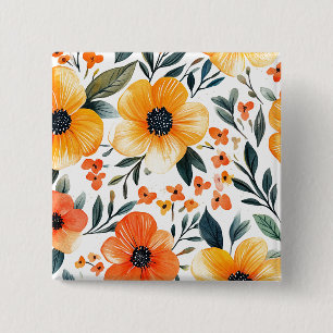 Bloemen Bloempatroon Sublimatie-95654 Vierkante Button 5,1 Cm